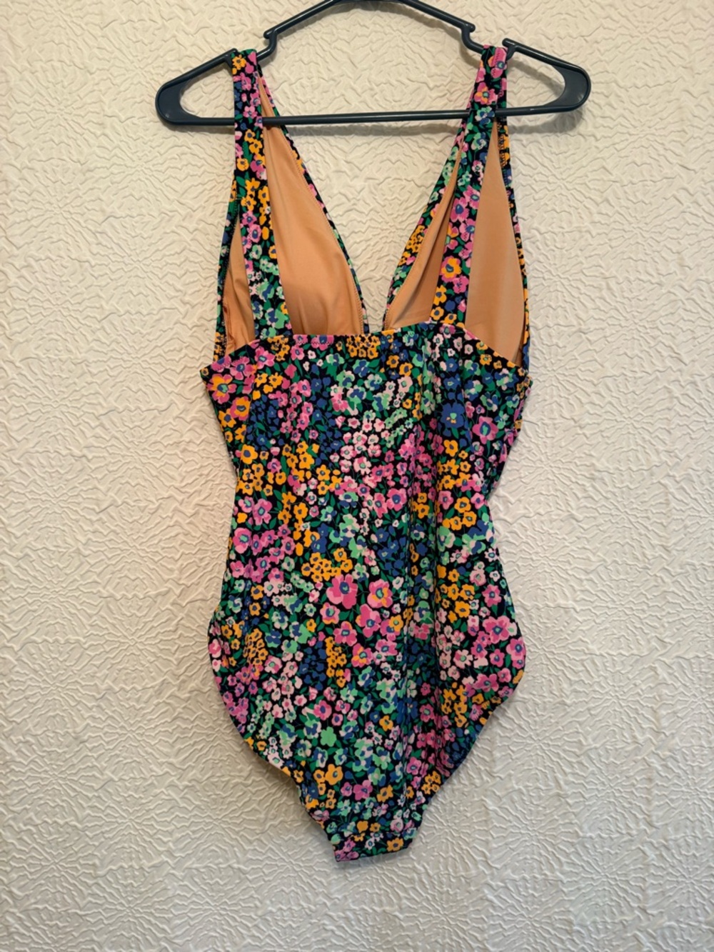 J. Crew Plunge One-Piece Swimsuit with Pink, Yellow & Green Floral Print - Picture 5 of 5